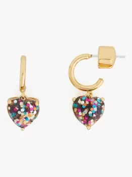Image of Kate Spade My Love Glitter Heart Huggies, Multi, One Size