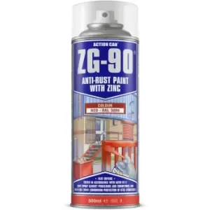 image of Action Can - ZG-90 Red Anti Rust Cold Zinc Galvanising Colour Spray Paint 500ml - Red