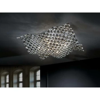 Image of Schuller Sat - 5 Light Crystal Flush Ceiling Light Chrome, G9