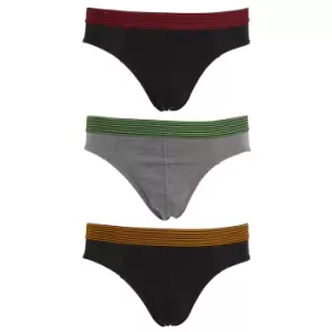 image of Tom Franks Mens Briefs Underwear With Striped Waistband (3 Pack) (Large) (Orange/Red/Green)