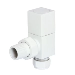 Heating Style Square Angled Radiator Valves - White