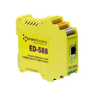 image of Brainboxes Ethernet to Digital electrical relay Yellow