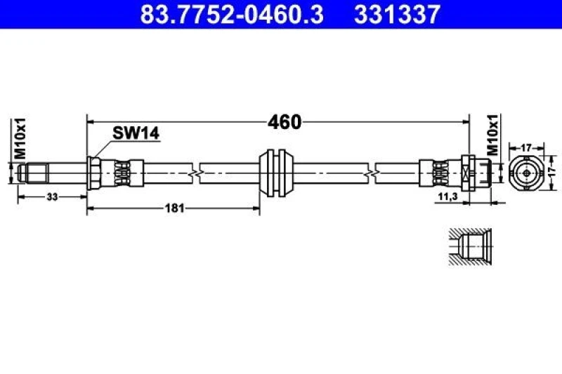 Image of Brake hose ATE 83.7752-0460.3