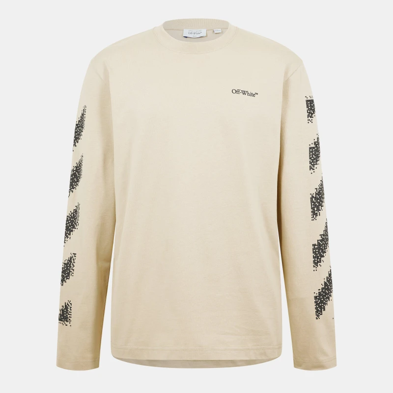 Image of Off White Mens Diag Skate Diagonal Graphic Long Sleeve T-Shirt Brown/Black male XS