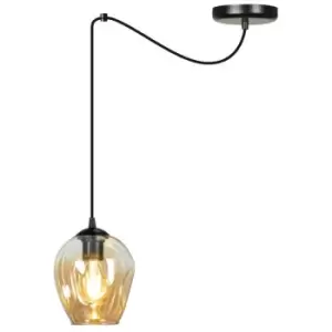 Emibig Level Black Glass Dome Slim Pendant Ceiling Light with Amber Glass Shades, 1x E27