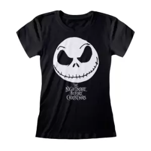 image of Nightmare Before Christmas Womens/Ladies Jack Skellington Fitted T-Shirt (L) (Black/White)