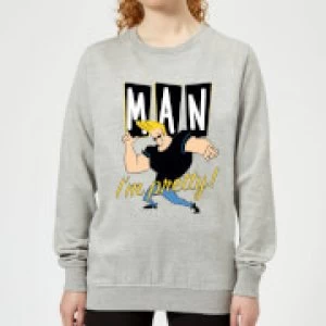 image of Johnny Bravo Man I'm Pretty Womens Sweatshirt - Grey - 3XL