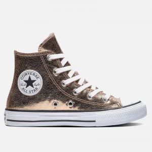 Image of Converse Kids Chuck Taylor All Star Hi - Top Trainers - Gold/ White - UK 1 Kids
