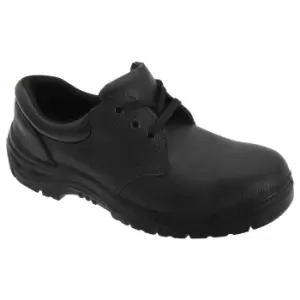 Image of Grafters Mens 3 Eye Grain Leather Safety Toe Cap Shoes (42 EUR) (Black)