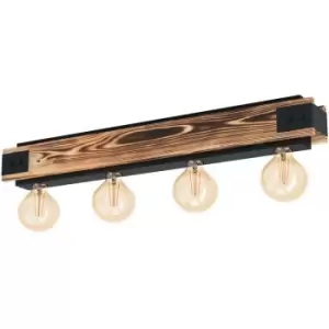 image of Eglo - Layham 4 Lamp Semi Flush Light Brown, Black