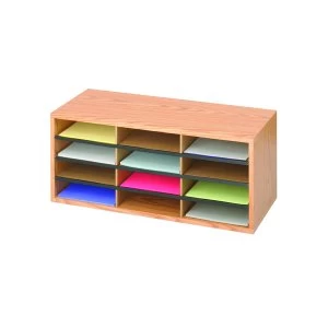 Image of Safco Oak 12 Compartment Literature Organiser 9401MO