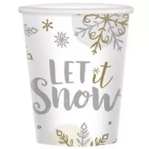 image of Amscan Let It Snow Cups (Pack of 8) (Pack of 8) (White) - White