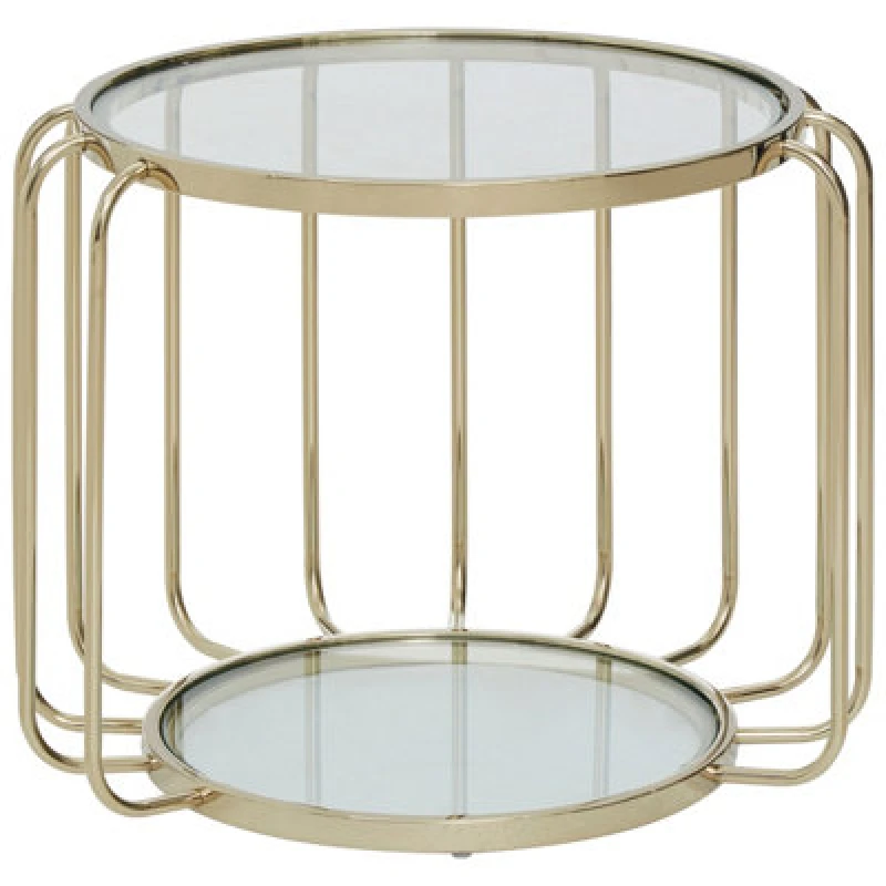 Image of Premier Housewares Modern Gold Side Table, Contemporary Gold Side Table with Glass Top, Luxury Side Table for Living Room Gold
