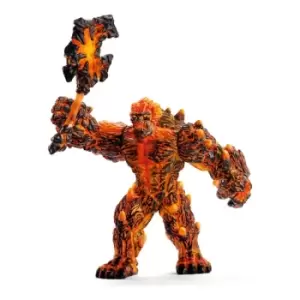 image of SCHLEICH Eldrador Creatures Lava Golem with Weapon Toy Figure, 7 to 12 Years, Orange/Black (42447)