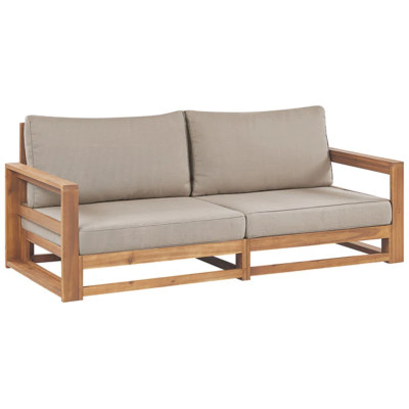 Image of Beliani Garden Sofa 2 Seater Timor Modular Certified Acacia Wood Light Brown