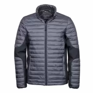 Image of Teejays Mens Padded Full Zip Crossover Jacket (XL) (Space Grey/Black)