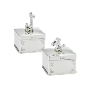 image of JG Signature Silver Plated Giraffe Tooth Box & Zebra Curl Box Gift Set