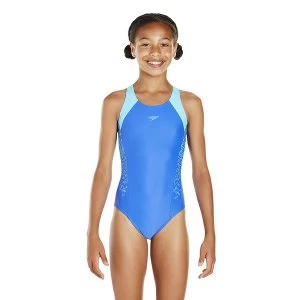 Image of Speedo Boom Splice Muscleback Swimsuit Junior Blue/Turquoise 24"