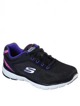 image of Skechers Flex Appeal 3.0 Steady Move Wide Fit Trainer - Black Purple, Black/Purple, Size 4, Women