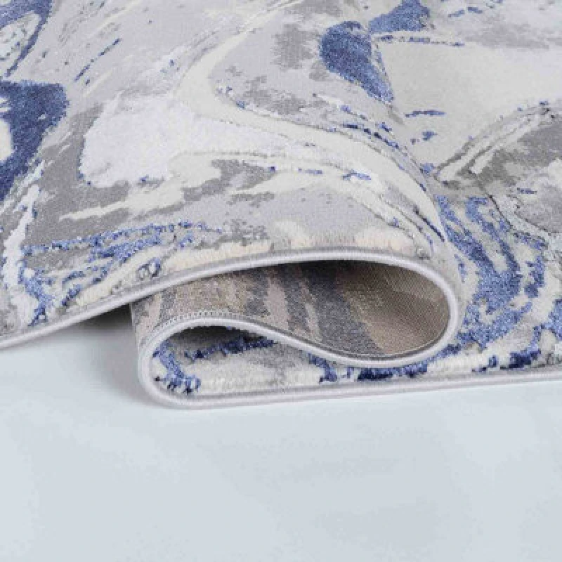 Image of Styra Modern Living Room Rug - Abstract Area Rugs Navy 120X170 Cm