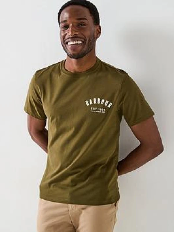 Image of Barbour Preppy Small Logo T-Shirt - Dark Brown, Size 3XL, Men Dark Brown WB5ET Male 3XL