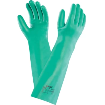 Image of 37-185 Solvex Green Nitrile Gloves - Size 7