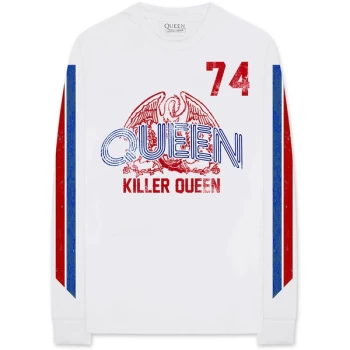 Image of Queen - Killer Queen '74 Stripes Unisex Large T-Shirt - White