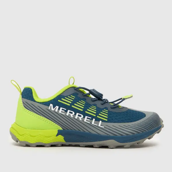 Image of Merrell navy & green agility peak Boys Junior trainers Navy & Green UK 2 (EU 34)
