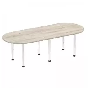 Image of Impulse 2400mm Boardroom Table Grey Oak Top Chrome Post Leg