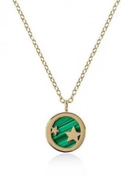 image of Radley Gold Tone Sterling Silver Star And Green Enamel Disc Pendant Ladies Necklace