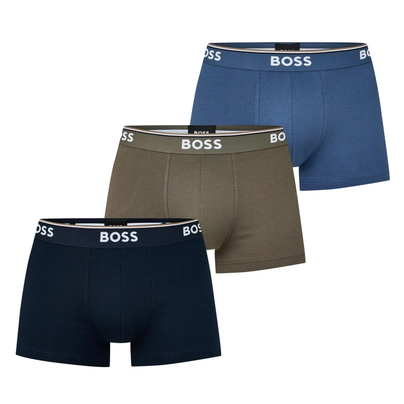 Image of Boss 3 Pack Power Boxer Shorts - Blue Blue L