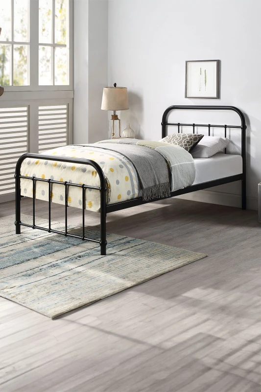 Image of SLUMBERWORX Tewin Traditional Hospital Style Black Metal Bed Frame - Double 5055744825902