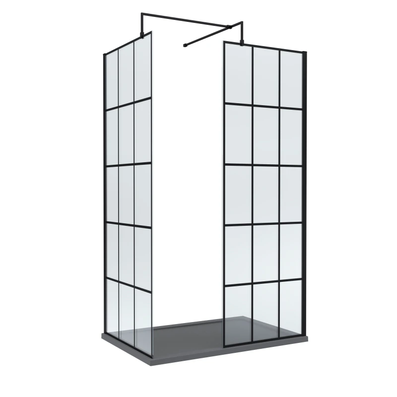 Image of Balterley 8mm Glass Wetroom Screens Frame Design and Tray 1200 x 900mm Grey
