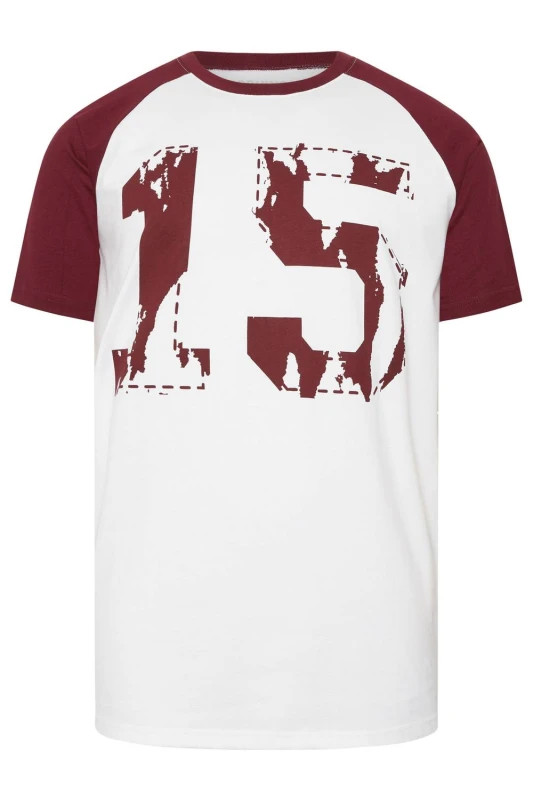 Image of BadRhino Mens Raglan Football T-Shirt in White Size: 2XL White Male 2XL
