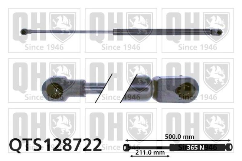 Image of QUINTON HAZELL Tailgate strut QUINTON HAZELL QTS128722