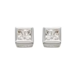 image of Beginnings Clear CZ 4.5mm Square Stud Earrings