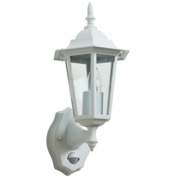 Image of With PIR Lantern LIBOURNE White Exterior Light - Zinc