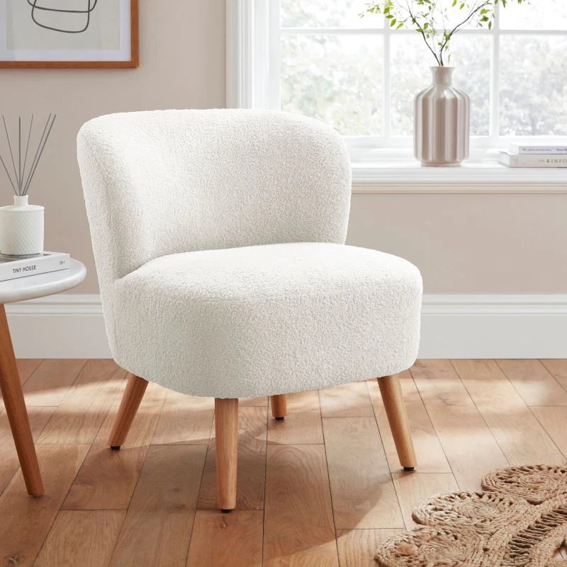 Image of GFW Evie Boucle Cream Fabric Accent Chair