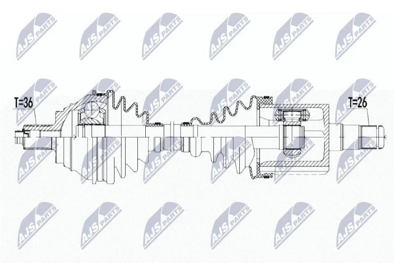 Image of NTY NPW-WW-133 Drive shaft Automatic Transmission, Front Axle Left Drive Shaft (13)