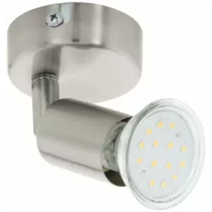 image of Loops - Wall 1 Spot Light Colour Satin Nickel Steel Shade Bulb GU10 1x3W Included