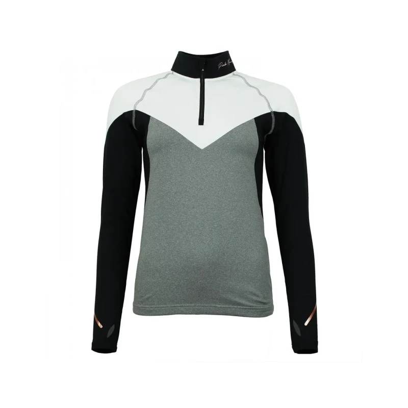 Image of Peak Mountain Womens 1st skin t-shirt with zip Peak Mountain Gris Female S ANTOR/CX/GRIS CLAIR CHINE/NOIR
