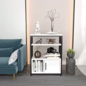 Image of Letos Bookcase Bookshelf Shelving Unit With Three Shelves And One Cabinet White Black - White - Decorotika