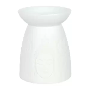 Image of White Ceramic Buddha Face Oil Burner