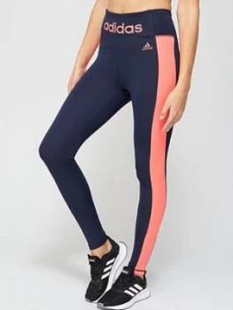 image of adidas D2M Logo High Rise Leggings - Navy, Size L, Women