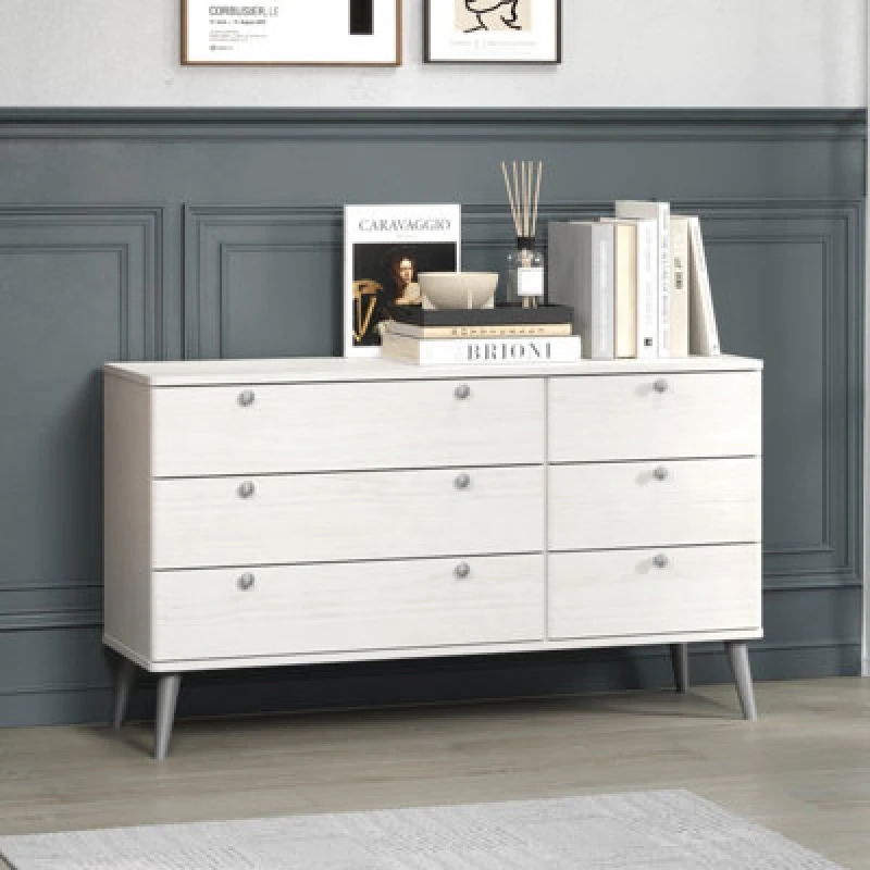 Image of Core Augusta Curve White 33 Drawer Wide Chest of Drawers
