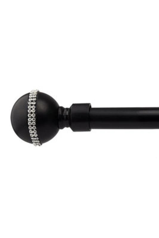 Image of Unknown 16-19mm Bejeweled Extendable Eyelet Metal Curtain Pole Set Black 160-300Cm