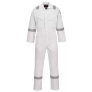 image of Biz Flame Mens Aberdeen Flame Resistant Antistatic Coverall White Extra Large 32"