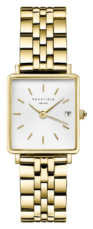 Image of Rosefield QMWSG-Q021 Boxy XS (22mm) White Dial / Gold-Plated Watch