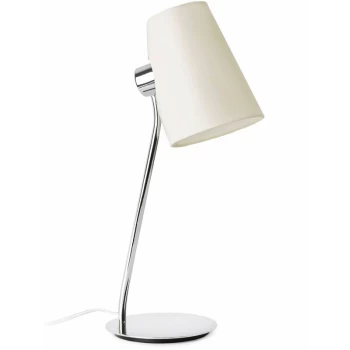 Faro Lupe - 1 Light Table Lamp Chrome with White Shade, E27