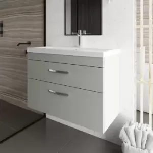 Nuie - Athena Wall Hung 2-Drawer Vanity Unit with Basin-3 800mm Wide - Gloss Grey Mist